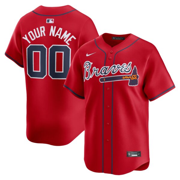 Atlanta Braves Alternate Limited Custom Jerseyu00c2u00a0u00e2u20acu201c Red