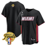 Miami Heat 2023 Finals Patch Baseball Men Jersey - Black