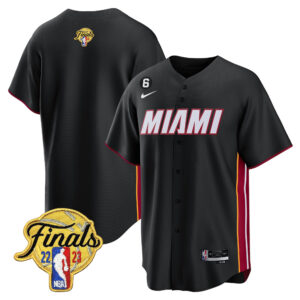 Miami Heat 2023 Finals Patch Baseball Men Jersey - Black