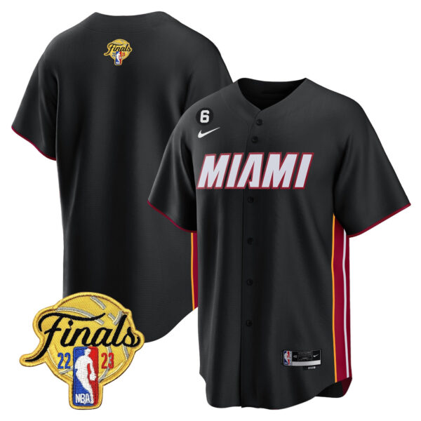 Miami Heat 2023 Finals Patch Baseball Men Jersey - Black
