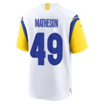 Alex Matheson 49 Los Angeles Rams 2023 Playoffs Patch Game Men Jersey - White
