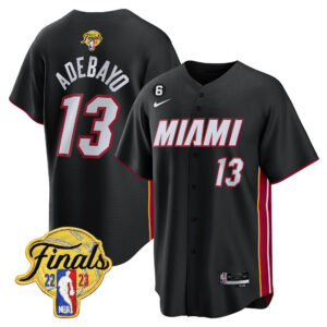 Bam Adebayo 13 Miami Heat 2023 Finals Patch Baseball Men Jersey - Black