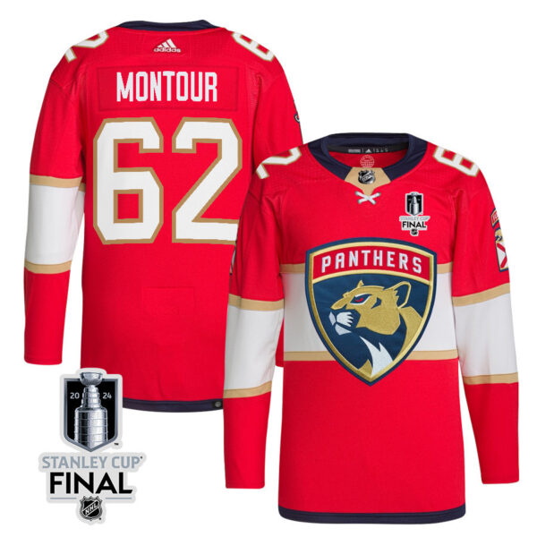 Brandon Montour 62 Florida Panthers 2024 STANLEY CUP Final Home Breakaway Jersey - Men, Red