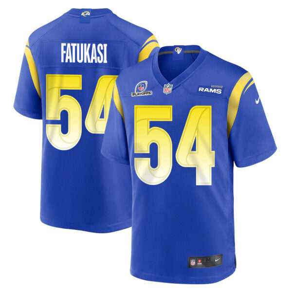 Olakunle Fatukasi 54 Los Angeles Rams 2023 Playoffs Patch Game Men Jersey - Royal