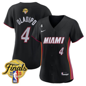 Victor Oladipo 4 Miami Heat 2023 Finals Patch Baseball Women Jersey - Black