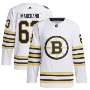Brad Marchand Boston Bruins adidas  Primegreen 100th Anniversary Authentic Player Jersey - White