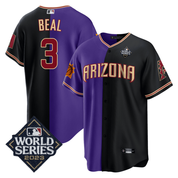 Bradley Beal 3 Arizona Diamondbacks Phoenix Suns 2023 World Series Stitched Baseball Jersey - Black/Purple