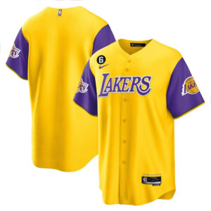 Los Angeles Lakers Color Sleeves Baseball Men Jersey - Gold