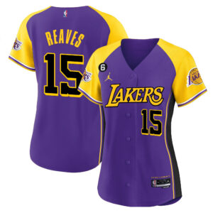 Austin Reaves 15 Los Angeles Lakers Alternate Baseball Jersey - Purple