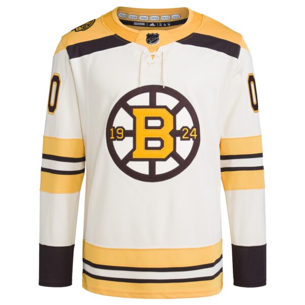 Boston Bruins adidas   100th Anniversary Primegreen Authentic Custom Jersey - Cream