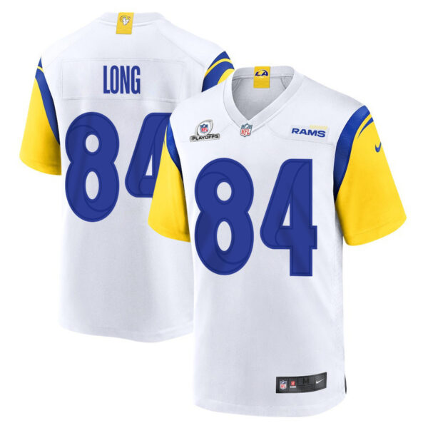 Hunter Long 84 Los Angeles Rams 2023 Playoffs Patch Game Men Jersey - White