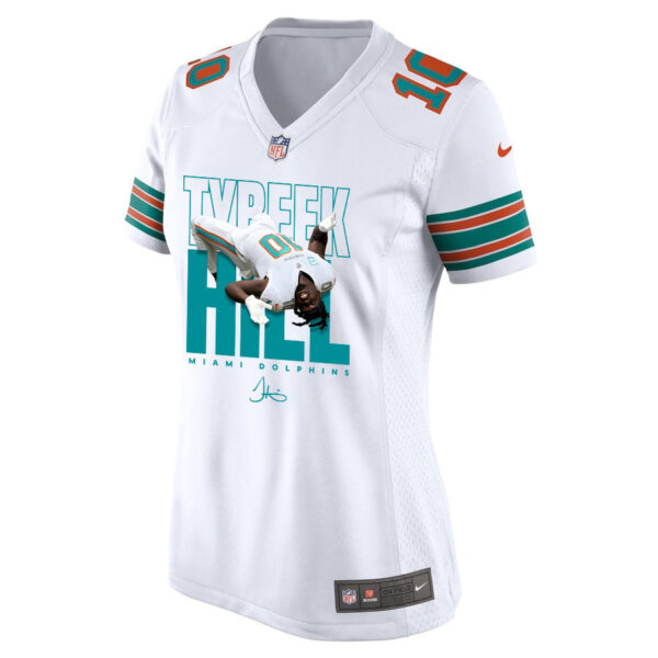 Tyreek Hill 10 Signed Miami Dolphins Cheetah Alternate Game Women Jersey - White V2