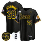 Rui Hachimura 28 Los Angeles Lakers Kobe & Gigi Patch Baseball Men Jersey - Black Mamba