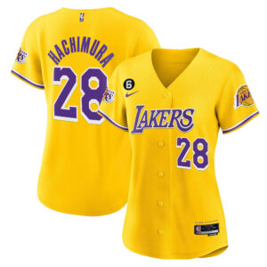 Rui Hachimura 28 Los Angeles Lakers Baseball Jersey - Gold