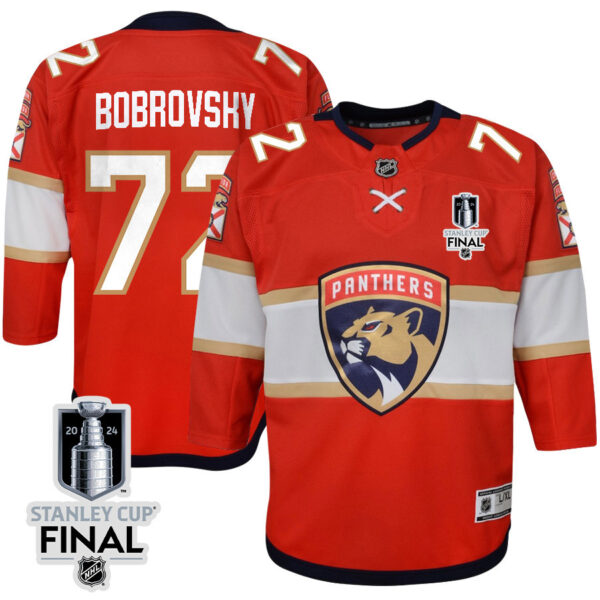 Sergei Bobrovsky 72 Florida Panthers 2024 STANLEY CUP Final Youth Home Breakaway Jersey - Red
