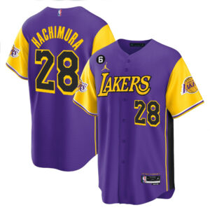 Rui Hachimura 28 Los Angeles Lakers Color Sleeves Baseball Men Jersey - Purple