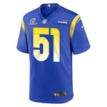 Zach VanValkenburg 51 Los Angeles Rams 2023 Playoffs Patch Game Men Jersey - Royal