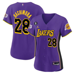 Rui Hachimura 28 Los Angeles Lakers Baseball Jersey - Purple