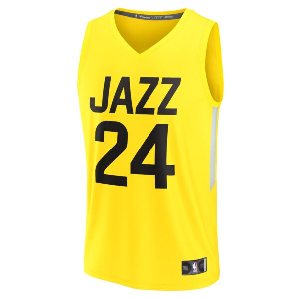 Walker Kessler Utah Jazz Fanatics Youth Fast Break Player Jersey - Icon Edition - Yellow
