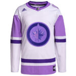 Winnipeg Jets Hockey Fights Cancer Primegreen Custom Men Jersey - White/Purple