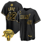 Kevin Love 42 Miami Heat 2023 Finals Baseball Men Jersey - Black Gold