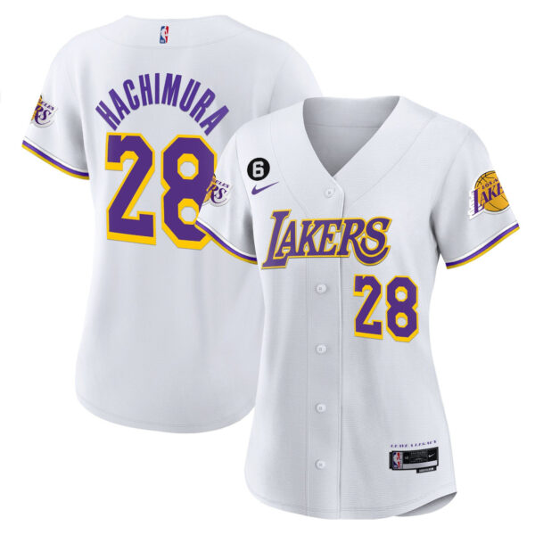 Rui Hachimura 28 Los Angeles Lakers Baseball Jersey - White