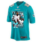 Tyreek Hill 10 Signed Miami Dolphins Cheetah Game Men Jersey - Aqua