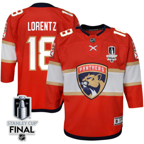 Steven Lorentz 18 Florida Panthers 2024 STANLEY CUP Final Youth Home Breakaway Jersey - Red