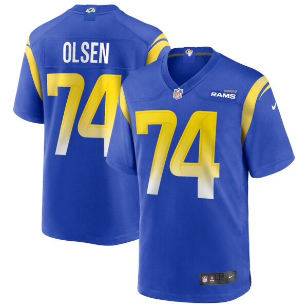 Merlin Olsen 74 Los Angeles Rams Men Game Retired Jersey - Royal