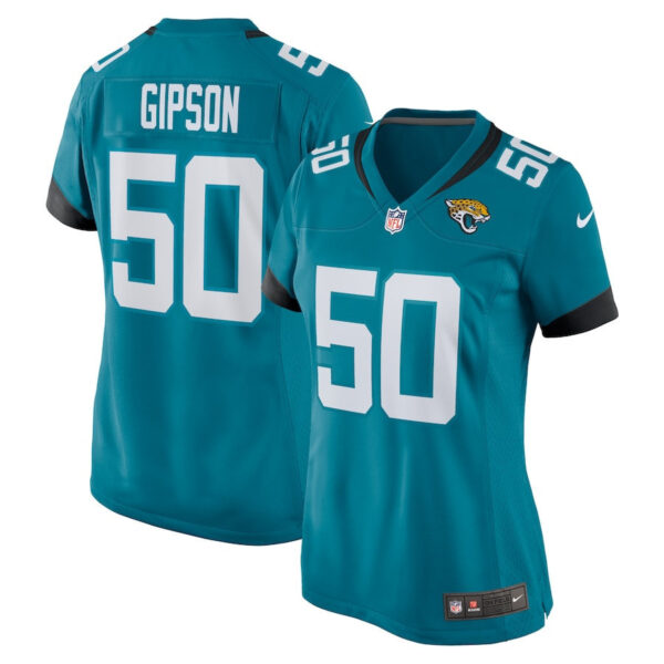 Trevis Gipson 50 Jacksonville Jaguars Alternate Game Women Jersey - Teal