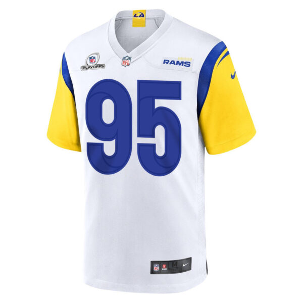 Bobby Brown III 95 Los Angeles Rams 2023 Playoffs Patch Game Men Jersey - White
