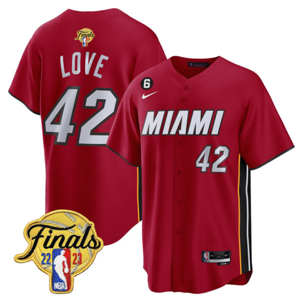Kevin Love 42 Miami Heat 2023 Finals Baseball Men Jersey - Statement