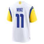 Carson Wentz 11 Los Angeles Rams 2023 Playoffs Patch Game Men Jersey - White