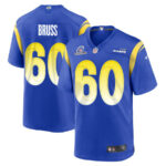 Logan Bruss 60 Los Angeles Rams 2023 Playoffs Patch Game Men Jersey - Royal