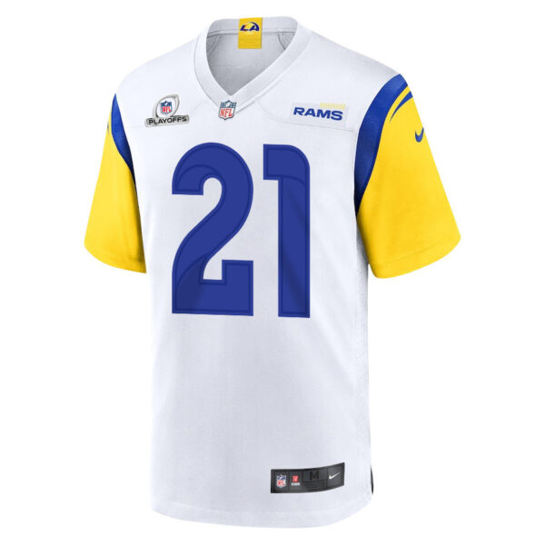 Zach Evans 21 Los Angeles Rams 2023 Playoffs Patch Game Men Jersey - White