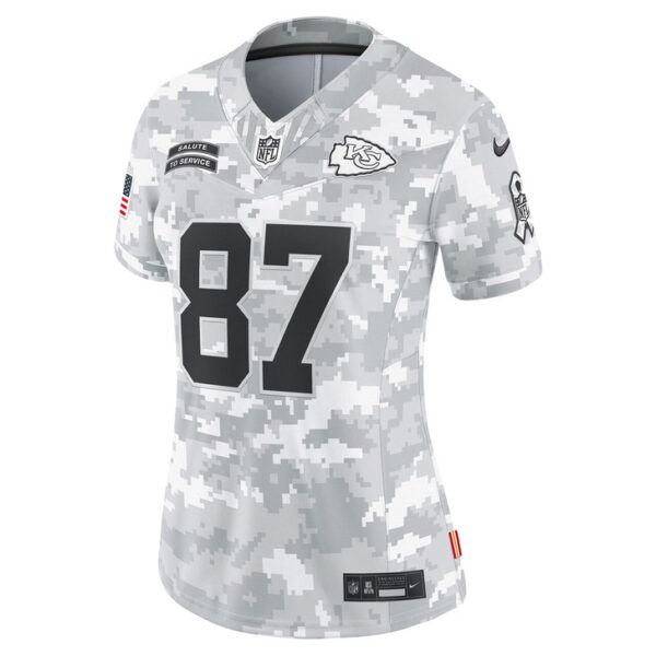 Travis Kelce Kansas City Chiefs Women's 2024 Salute to Service Limited Jersey - Arctic Camo