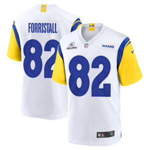 Miller Forristall 82 Los Angeles Rams 2023 Playoffs Patch Game Men Jersey - White