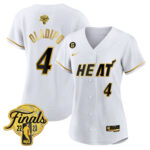 Victor Oladipo 4 Miami Heat 2023 Finals Baseball Women Jersey - White Gold