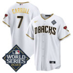 Corbin Carroll 7 Arizona Diamondbacks 2023 World Series Men Jersey - White Gold