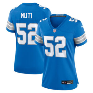 Netane Muti 52 Detroit Lions Women's Game Jersey - Blue