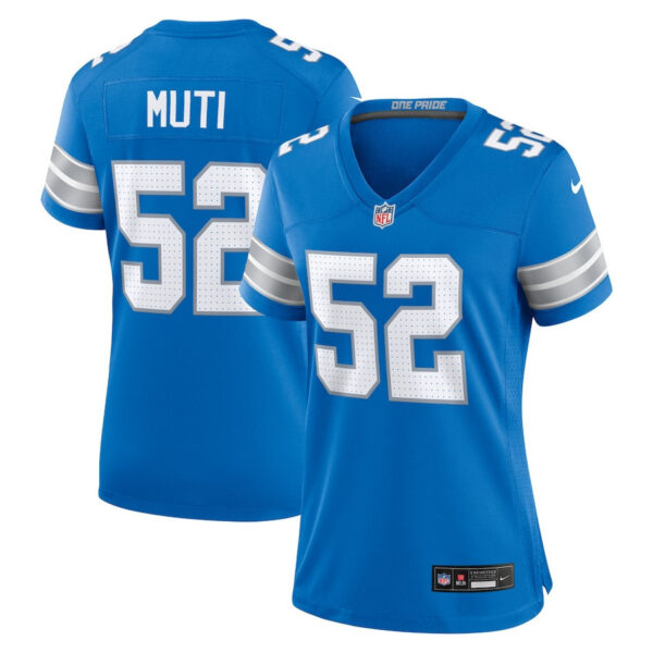 Netane Muti 52 Detroit Lions Women's Game Jersey - Blue
