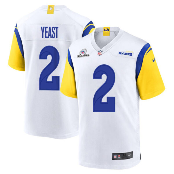 Russ Yeast 2 Los Angeles Rams 2023 Playoffs Patch Game Men Jersey - White