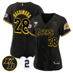 Rui Hachimura 28 Los Angeles Lakers Kobe & Gigi Patch Baseball Jersey - Black Mamba