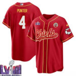Punter 4 Kansas City Chiefs Super Bowl LVIII Baseball Men Jersey - Red