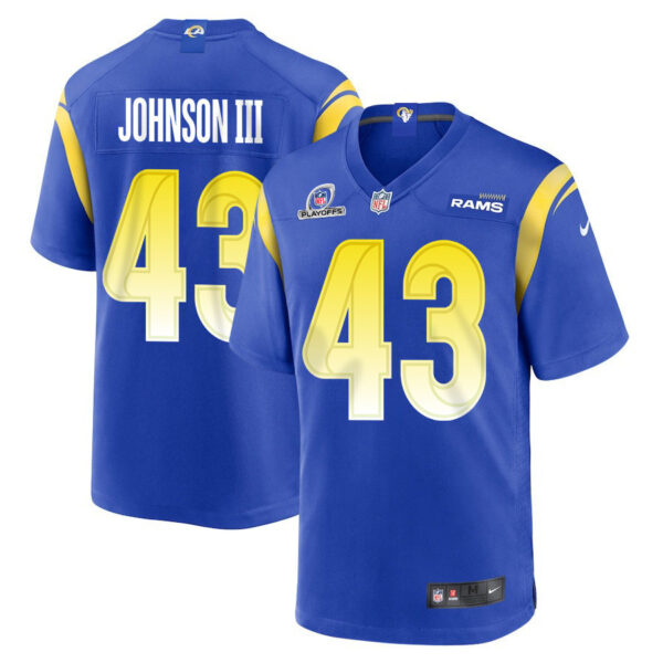 John Johnson III 43 Los Angeles Rams 2023 Playoffs Patch Game Men Jersey - Royal