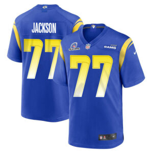 Alaric Jackson 77 Los Angeles Rams 2023 Playoffs Patch Game Men Jersey - Royal