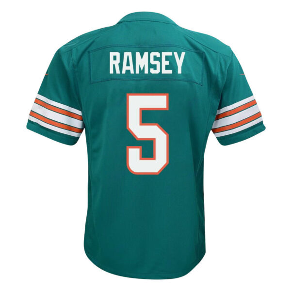 Jalen Ramsey 5 Signed Miami Dolphins Alternate Game YOUTH Jersey - Aqua V2
