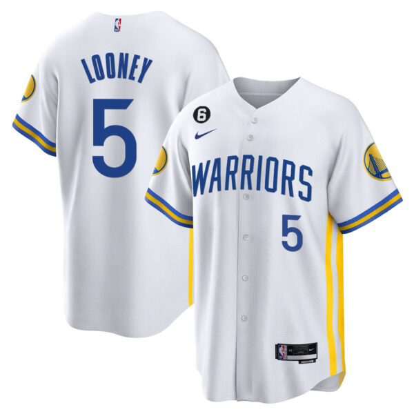Kevon Looney 5 Golden State Warriors Baseball Men Jersey - White