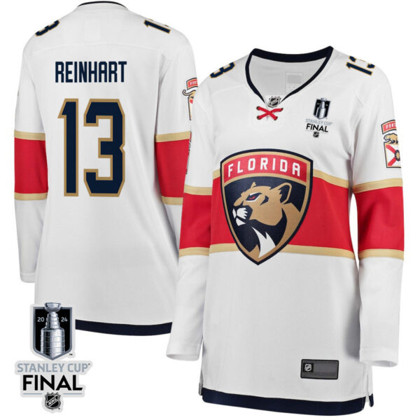 Sam Reinhart 13 Florida Panthers 2024 STANLEY CUP Final Women's Away Breakaway Jersey - White