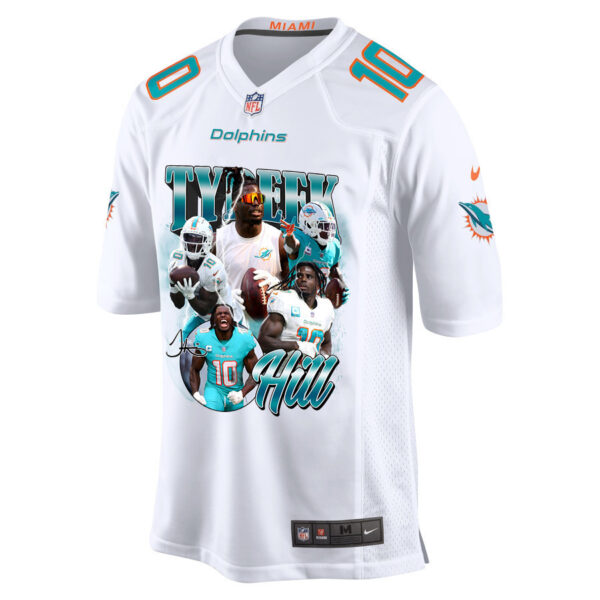 Tyreek Hill 10 Signed Miami Dolphins Cheetah Game Men Jersey - White